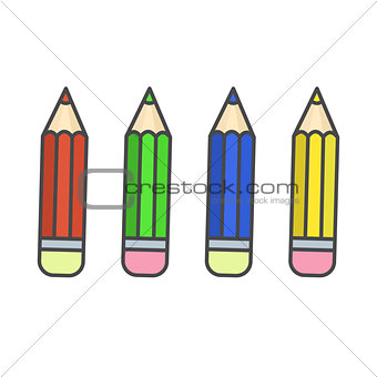 Flat color pencil icons