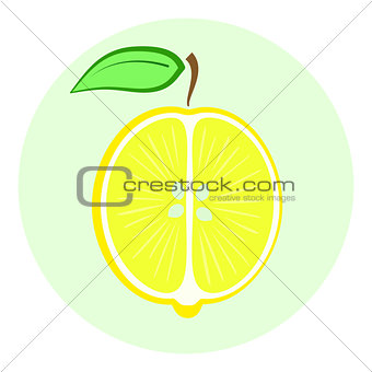 Half yellow lemon icon, lemon split in a half