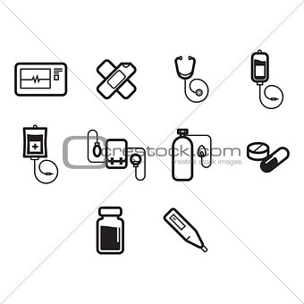 Thin line medical icon set