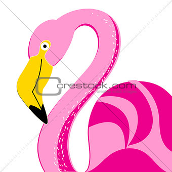 Vector portrait of a pink flamingo