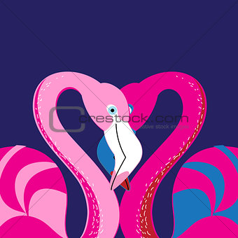 Vector in love with a flamingo