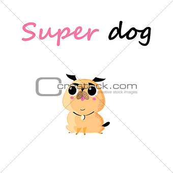 Funny vector cartoon small dog