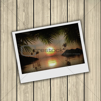 3D vintage photograph on wooden background
