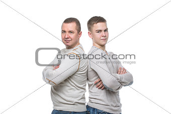Father and son standing