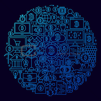 Bitcoin Line Icon Circle Concept