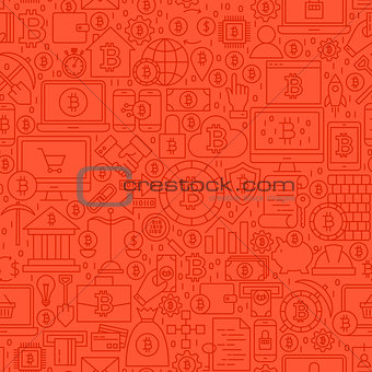 Red Line Bitcoin Seamless Pattern