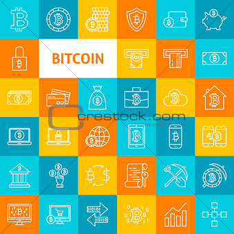 Vector Line Bitcoin Icons