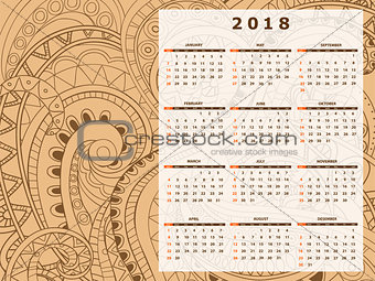 beige tangle zen pattern calendar year 2018