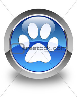 Animal footprint icon glossy blue round button