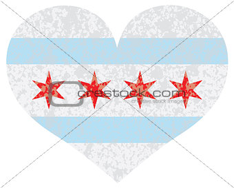 Chicago City Flag Heart Texture Illustration
