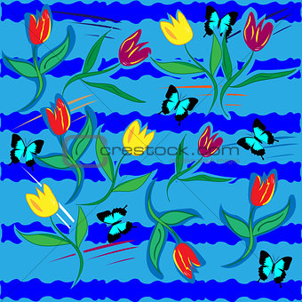 Illustration with tulips