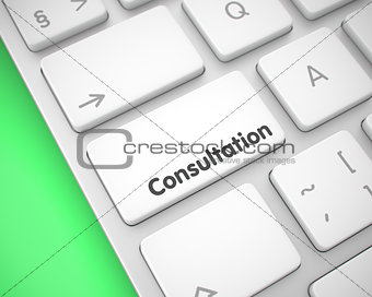 Consultation - Inscription on White Keyboard Button. 3D.