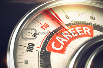 Career - Message on Conceptual Gauge with Red Needle. 3D.