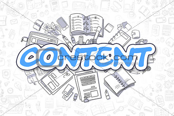 Content - Doodle Blue Word. Business Concept.