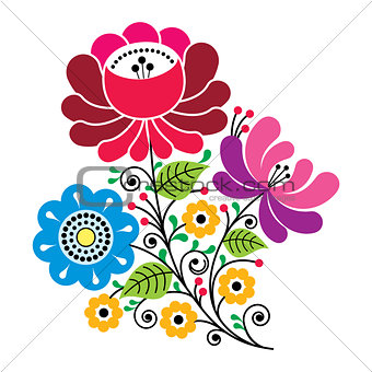Russian design, folk art colorful flowers pattern