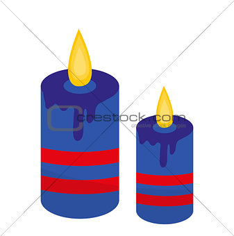 Blue candles icon, flat style. Isolated on white background. Vector illustration.