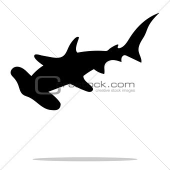 Shark hammerhead predator nautical black silhouette animal