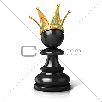 Black pawn with a golden crown