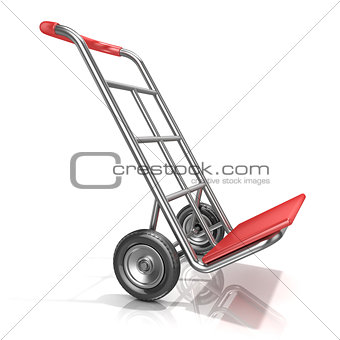 An empty hand truck, isolated on white background. 3D