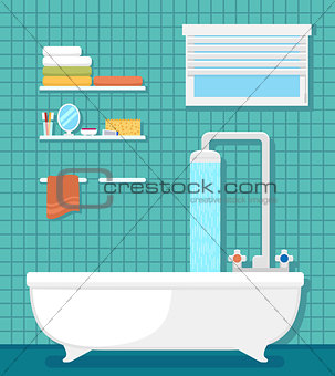 bathroom interior with bath and shower