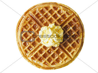 traditional classic belgium american waffle with butter and mapl