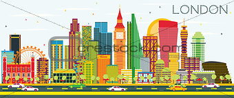 Abstract London Skyline with Color Buildings.