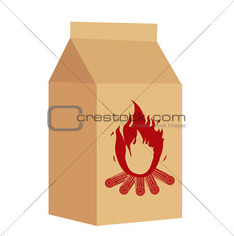 Coal in the package for BBQ icon, flat style. Isolated on white background. Vector illustration.