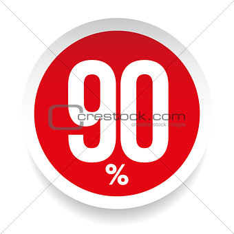 Ninety percent sale sticker