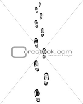 Trail of shoes prints