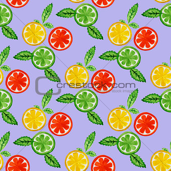 Watercolor seamless pattern with citrus.