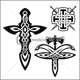 Vector celtic set. Celtic abstract knot pattern