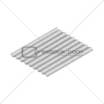 Sheet of wave slate in isometric, vector illustration.