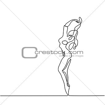 Continuous line drawing of dancing woman