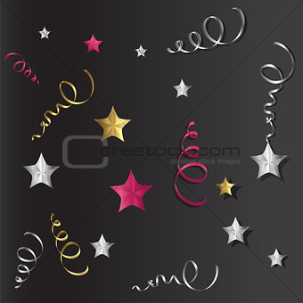 Tinsel and stars set for cards and gift paper