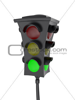 Traffic light with a glowing green light