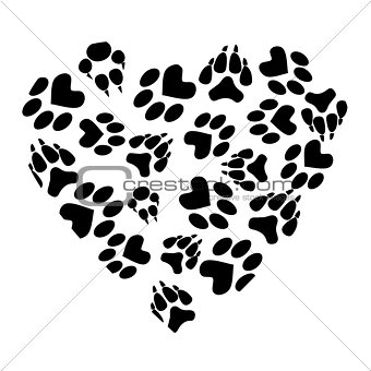 Abstract heart from traces of pets