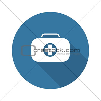 First Aid Kit Symbol and Medical Services Icon. Flat Design.