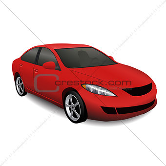 isolated red car with shadow