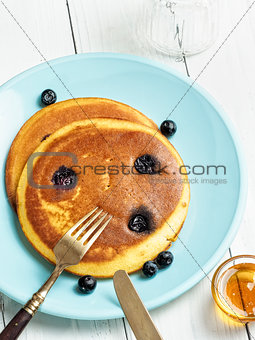 rustic golden blueberry pancake