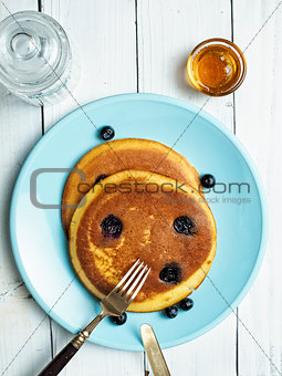 rustic golden blueberry pancake