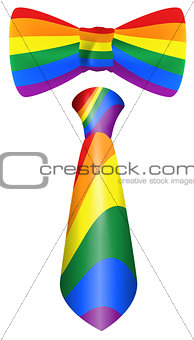 Rainbow tie and bow symbol LGBT