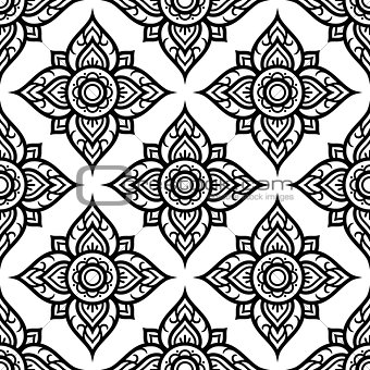 Floral seamless pattern inspired by traditional art form Thailand
