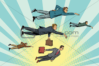 Businessmen are floating in the air