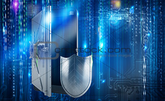 Safe cellphone from hacker attack like a strongbox. 3D Rendering