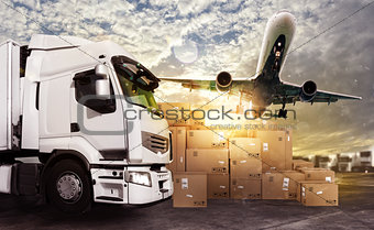 Truck and aircraft ready to start to deliver