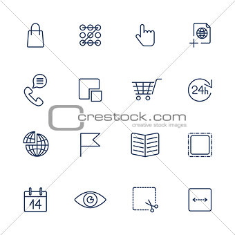 Thin line icon set. Icons for web, apps, programs and other