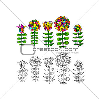 Scandinavian folk style flowers for your design