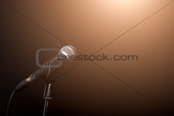 Microphone in light of spotlight