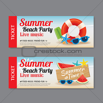 summer beach party invitation ticket template background 