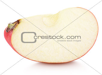 Slice of red apple fruit without seed on white